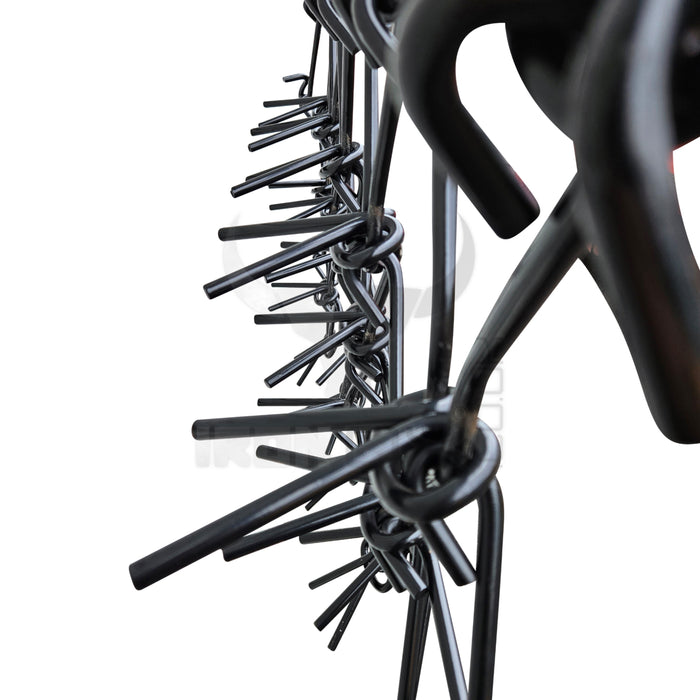 A row of black metal hooks on a white background ideal for Heavy Duty Drag Harrow 1.3m Wide ground preparation.