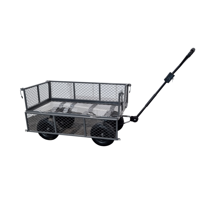 A black Garden trolley Cart -G-Kart MT600 300KG with a basket on it.