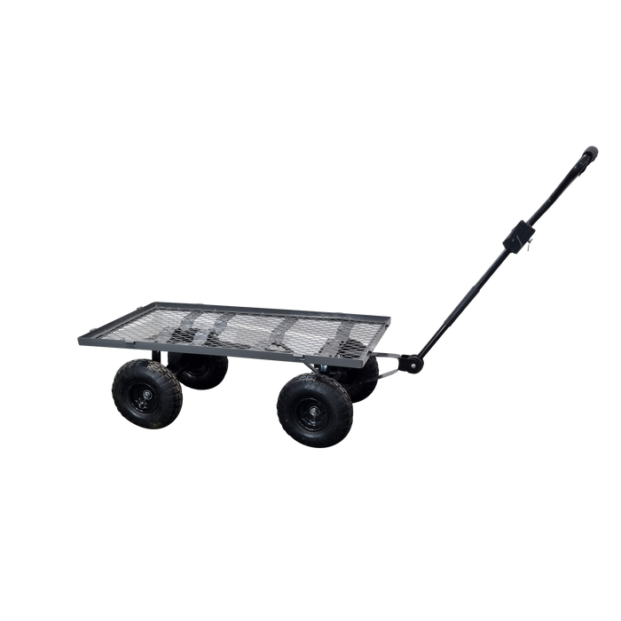 A black Garden trolley Cart -G-Kart MT600 300KG with wheels on a white background.