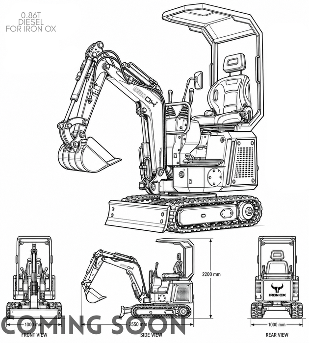 0.8T Mini Digger Excavator - Diesel