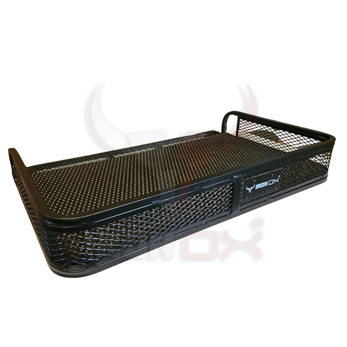 A black tray with a mesh ATV Rear Basket Rack Universal Fitment on it.