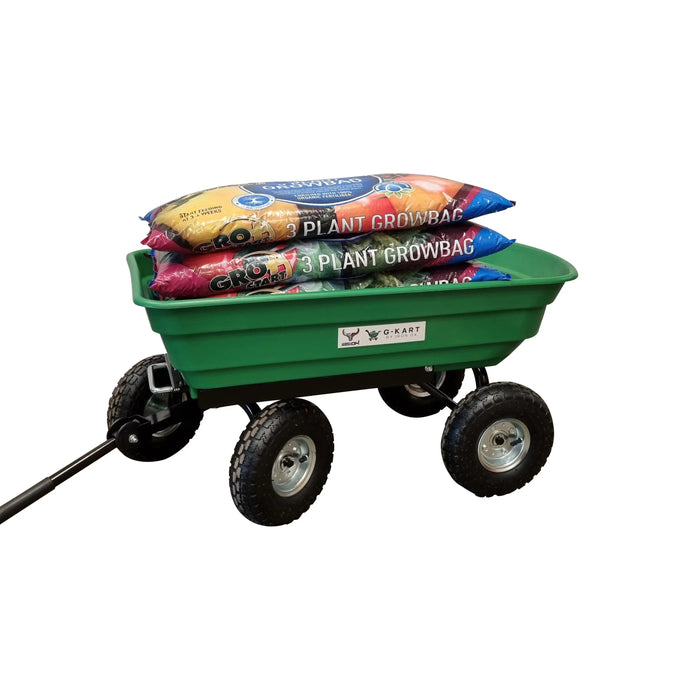 A Garden Trolley Cart -G-Kart 266KG with two bags of fertilizer for all your gardening needs.