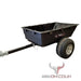 A black Iron Ox® Haul 10 - Tipping Trailer 1500lb with wheels and a bull on it used for Iron Ox Haul 10.