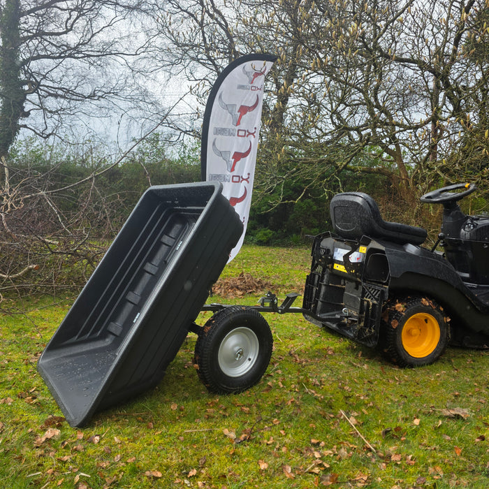 Iron Ox Small steel quad bike trailer for transporting tools feed and logs on a farm