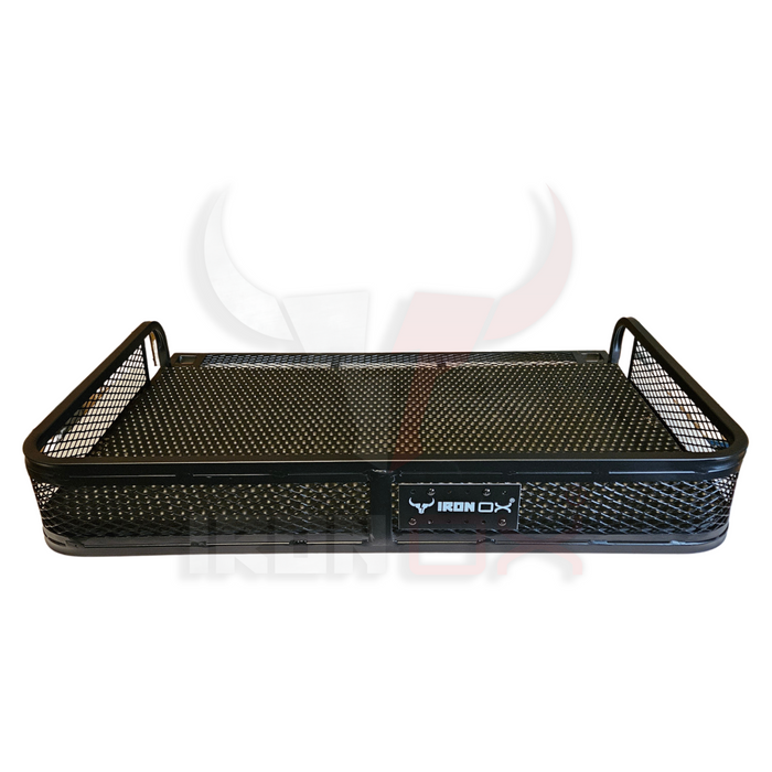 A black tray with a metal ATV Rear Basket Rack Universal Fitment on it.