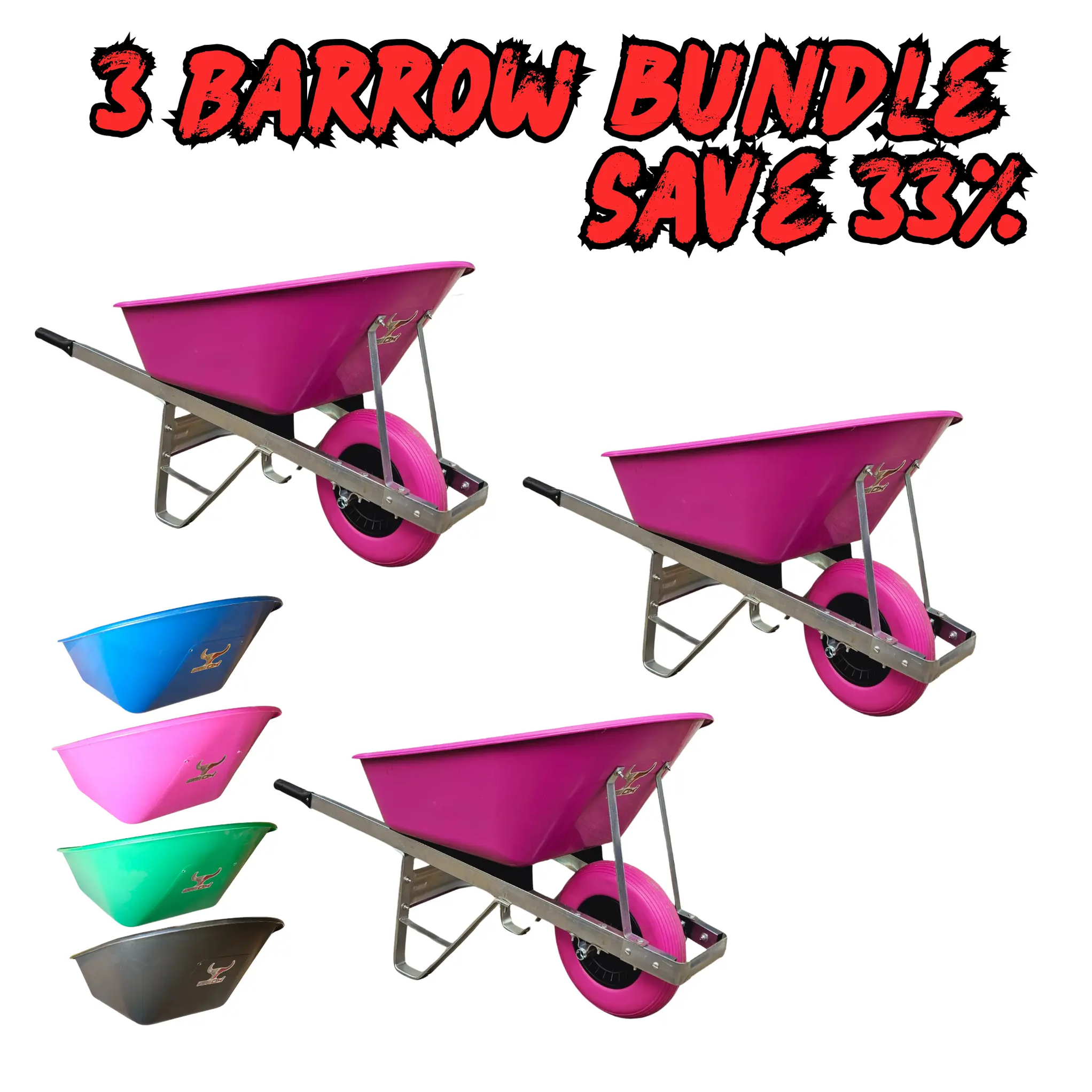 Stable Barrow Puncture Proof Farm Wheelbarrow - 200L Capacity — IRON OX