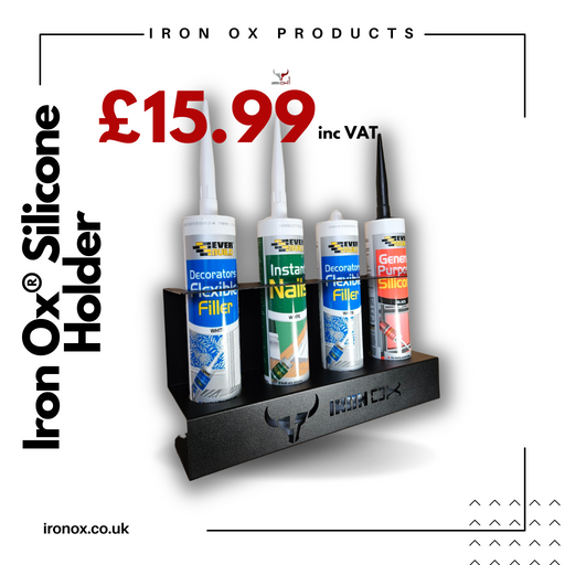 Product advertisement for Silicone Mastic Holder with various sealant tubes priced at £15.99, including vat.