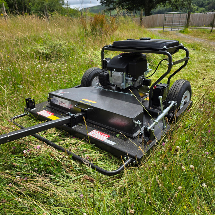 Heavy-duty topper mower for cutting long grass, paddocks and rough pasture.