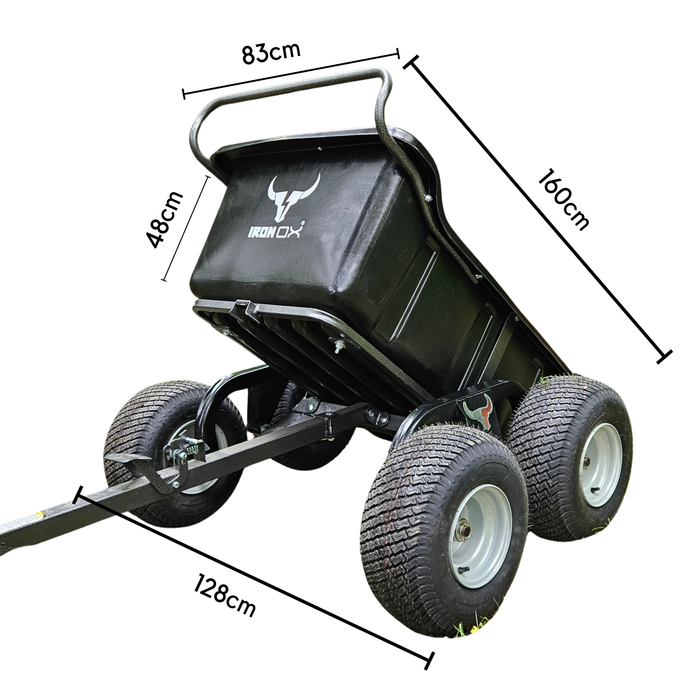ATV Tipping Trailer 544kg Capacity 4-Wheel Iron Ox Haul 12