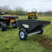 ATV tow behind manure spreader UK heavy duty quad bike muck and dung spreader on grass paddock