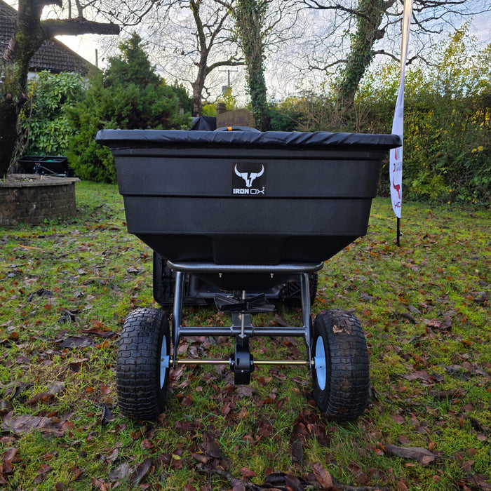 Tow Behind Broadcast Grit, Salt & Seed Spreader for Ride-On Mowers, ATVs & Lawn Tractors - 88L 200lb