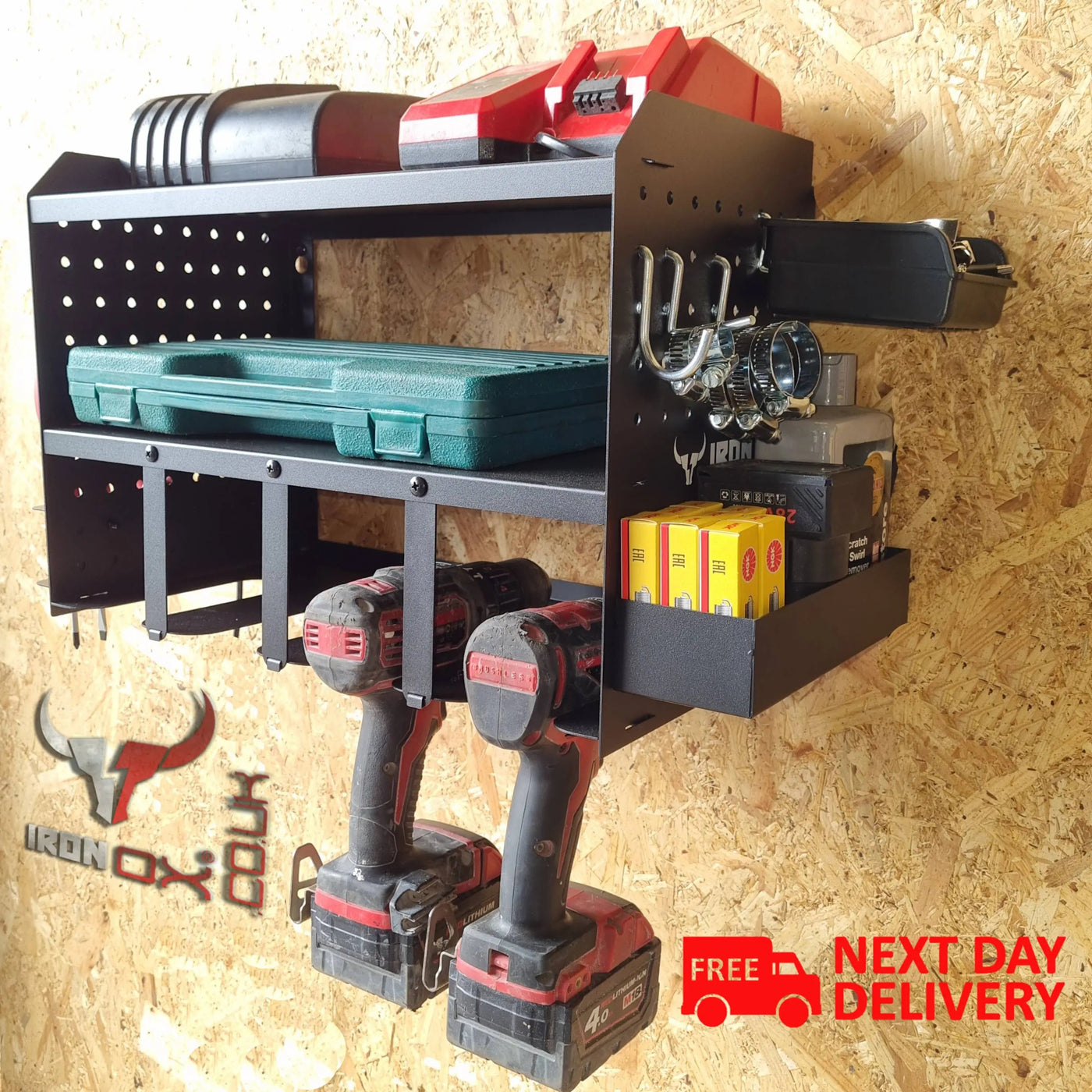 Lockable Power Tool Storage Rack Power Tool Storage Rack & Accessories — IRON OX