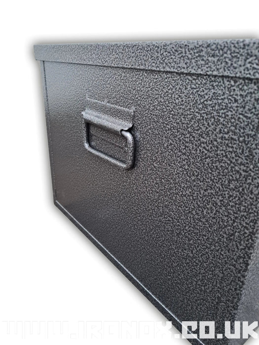 A Iron Ox® Steel Job Site Tool Box 30" with a handle on it.