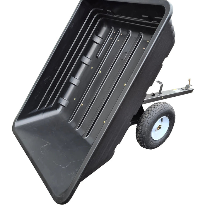 Answer: An Iron Ox® Haul 4 - Tipping Trailer 400lb with wheels on a white background.