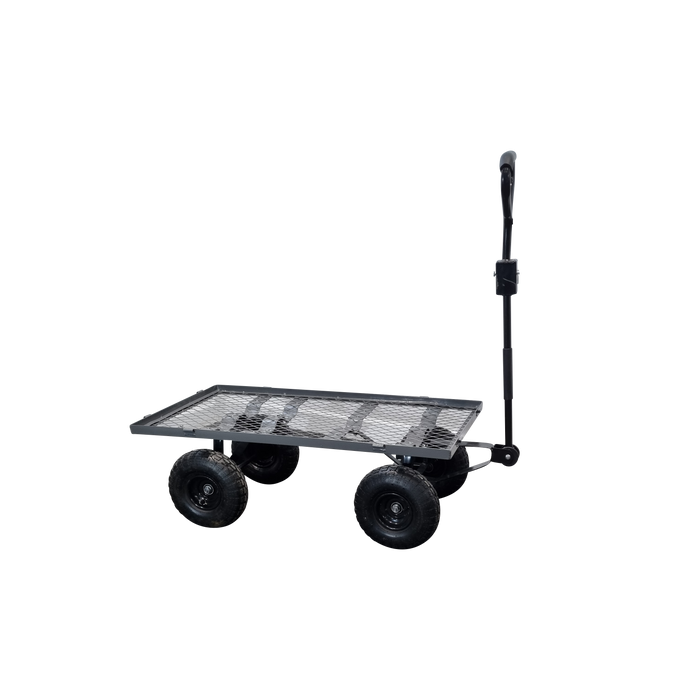 A black Garden trolley Cart -G-Kart MT600 300KG with wheels on a white background.