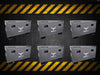 A set of TRADE DEAL - Iron Ox® 36" site box X6 with a yellow and black striped background.