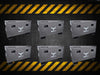 A set of TRADE DEAL - Iron Ox® 36" site box X6 with a yellow and black striped background.