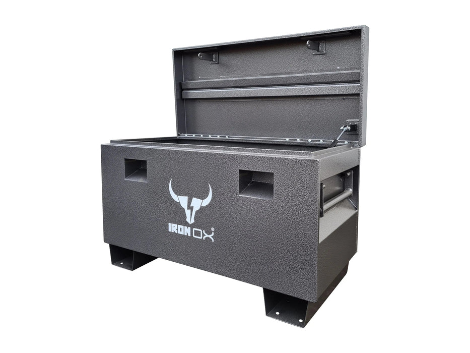 A heavy duty TRADE DEAL - Iron Ox® 36" site box X6 with a bull logo on it.