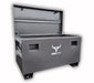 A heavy duty black metal TRADE DEAL - Iron Ox® 36" site box X4 with a bull on it.