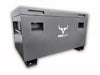 A heavy duty black Iron Ox® 48" Steel Job Site Tool box with a skull on it, providing extra security.