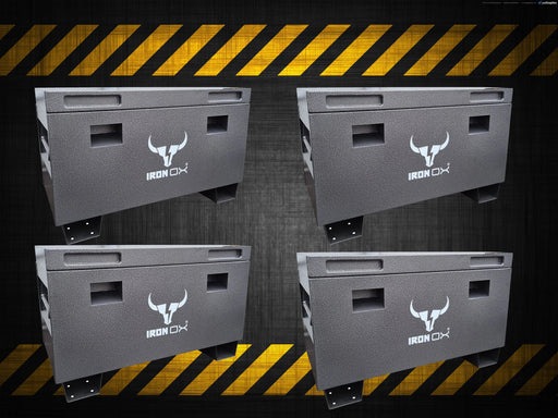 Four TRADE DEAL - Iron Ox® 48" site boxes on a black background.