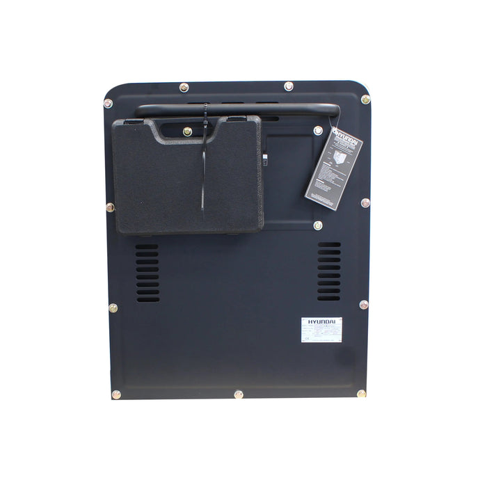 A black box with a remote control attached to it, designed to provide backup power using a Hyundai 5.2kW/6.5kVA Silenced Standby Single Phase Diesel Generator | DHY6000SE.