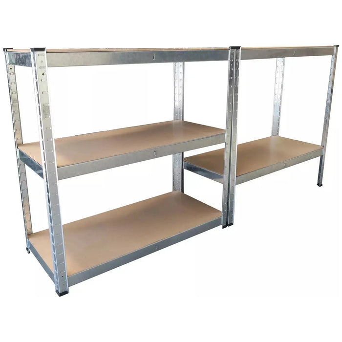 Two sets of 5 Tier Steel Shelving Units on a white background.