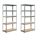 Two sets of 5 Tier Steel Shelving Units with adjustable shelves on a white background.