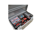 An Iron Ox 45 Steel Job Site Tool box filled with a variety of tools.